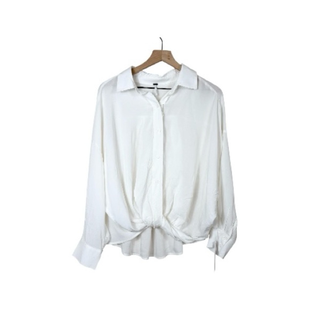 YFB Young Fabulous And Broke.  Ivory Oversized Button Down Dolman Sleeves Top L